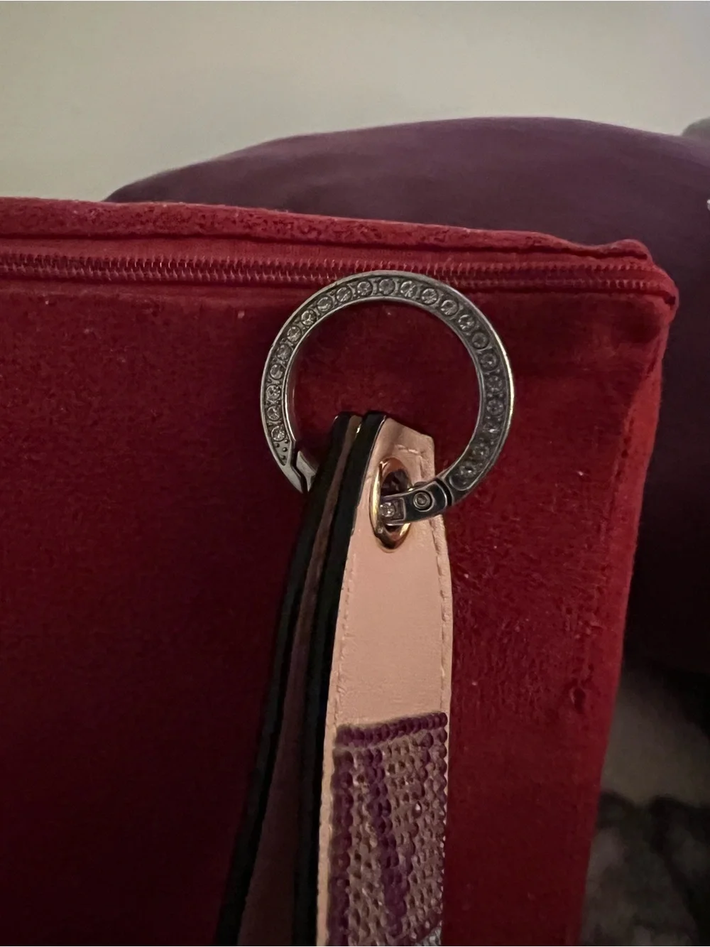 Victoria's Secret pink and red jeweled wristlet key fob
